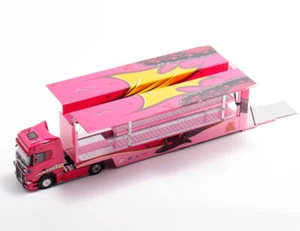 EY 1:64 Pink Scania S730 Enclosed Double Deck Truck Model Diecast Display Car - Picture 1 of 10