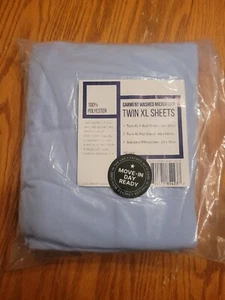 Twin XL Sheet Set 3 Piece Blue Bedding College Dorm Room - Picture 1 of 3