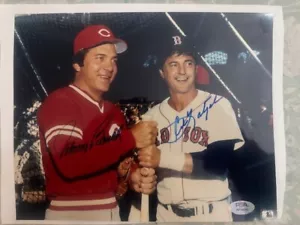Johnny Bench and Carl Yastrezmski signed 8x10 Photo Hofer PSA COA - Picture 1 of 4