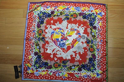 NUEVO $275 CHRISTIAN LACROIX Flor Roja 100% Seda Bufanda 27"sq (70x70cm)  Foto 1 de 4