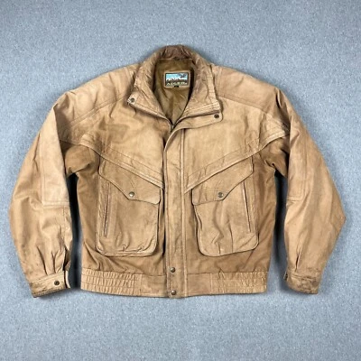 Chaqueta de cuero Adler de colección para hombre XL color tostado piloto motocicleta bombardero años 80 90 LEER Foto 1 de 4