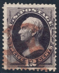 US #162 1874 Fine 12c Clay with Light RED CANCELATION! scv $155.00 *Bay Stamps* - Picture 1 of 2