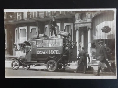 Dorset WEYMOUTH The Royal Hotel & Crown Hotel TRANSPORT COACH - Old RP Postcard - Image 1 of 2