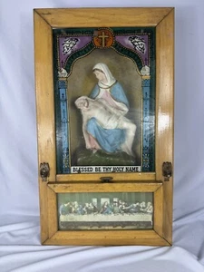 Antique Shadowbox Sick Call Box - Home Prayer Box -Vintage Religious Collectible - Picture 1 of 19