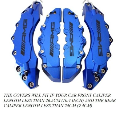 BIG & MEDIUM DARK BLUE CAR BRAKE CALIPER COVERS AMG LOGO 4 PCS FIT MERCEDES-BENZ - Image 1 of 4