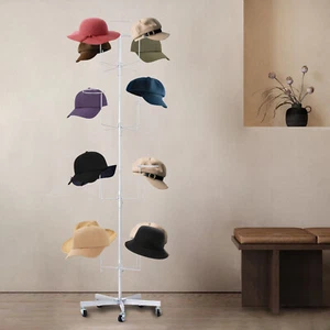 Freestanding Hat Display Stand Mobile Hat Rack Floor-Standing Hat Holder Silver - Picture 1 of 13