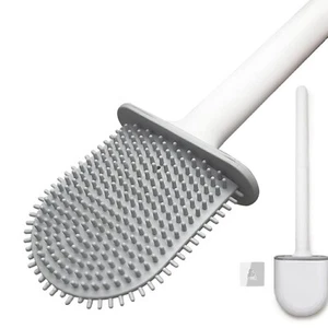 Spazzola WC in silicone TPR setole pulite porta scopino bagno supporto a parete - Foto 1 di 6