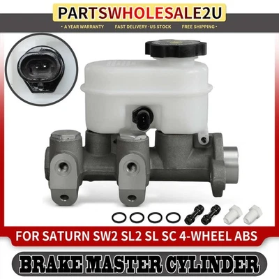 Brake Master Cylinder for Saturn SW2 SL2 SL SC 4-Wheel ABS w/ Reservoir & sensor - Image 1 of 4