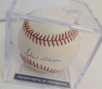 Hank Aaron Signed Baseball PSA DNA Certified Autograph With Acrylic Case B - Image 1 of 4