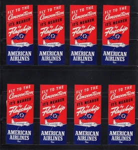 8 American Airlines fliegen mit Flaggschiff zur Convention 30er-40er Jahre?  Etiketten -#8268 - Bild 1 von 2