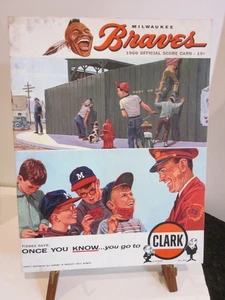 VTG MILWAUKEE BRAVES 1960 SCORE CARD VS SF GIANTS UNGRADED AARON MATHEWS MAYS - Picture 1 of 11