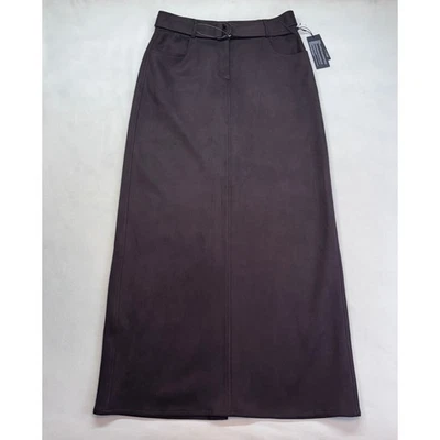 Kenneth Cole Women's Maxi Skirt Brown Suede Belted Slit Size 8 New With Tags New - Image 1 of 4