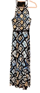 Maxi Vestido Anthropologie Marisol de SB de Sachin And Babi talla 4 azules geométricos - Imagen 1 de 8