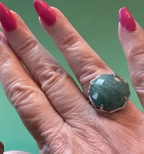 NEW! AMAZONITE & STERLING SILVER COCKTAIL RING By EFFY / Size 7/ MSRP $385 - Picture 1 of 5