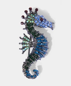 Joe Browns Women's Diamanté Sea Horse Brooch, Blue, One Size - Picture 1 of 3