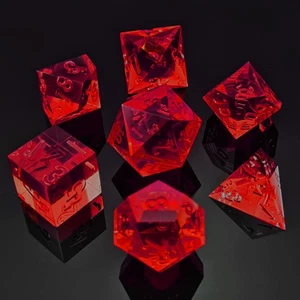 Bescon Crystal Clear Sharp Edge DND Dice Set of 7, Ruby Polyhedral D&D Dice - Picture 1 of 1