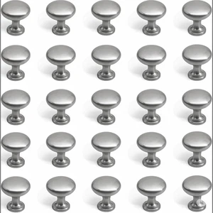 25 Stück HESTIA HARDWARE Satin Nickel Knöpfe Runde Schrank Knöpfe/Schrauben - Bild 1 von 6