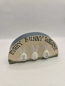 Every Bunny Welcome Easter Bunny Rabbit Figurine Sign 4.5" x 2.5" - Picture 1 of 5