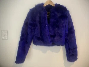 horoscopez blue blood faux fur jacket size small - Picture 1 of 9