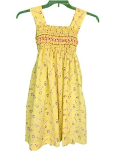 Girl's Vintage Yellow Kitty Hearts Sleeveless Dress Handmade - Picture 1 of 6