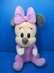 Disney Parks Pink Baby Minnie Mouse Plush 11” Stuffed Toy Pink Gray - Picture 1 of 6