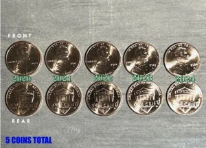 5 COIN SET-2020-2024 D SHIELD Lincoln Cent BU Gem Uncirculated 1c OBW Rolls - Picture 1 of 3