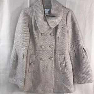 Ann Taylor Loft Women's Double Breasted Dress Coat Sz 2 Wool Blend Lined Beige - Picture 1 of 11
