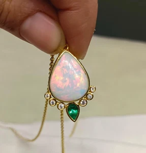 Simulated Fire Opal Pear Cut Fancy Women's Pendant Sterling Silver 925 - Picture 1 of 4