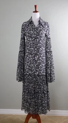 MICHAEL KORS Collection Italy $2,290 Floral 100% Silk Sheer Maxi Dress Size 2 - Image 1 of 4