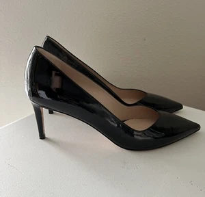 Stuart Weitzman | SZ 10.5 M Anny 70 Black Patent Leather Pointed Toe High Heels - Picture 1 of 12