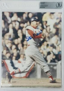 STAN MUSIAL SIGNED SLABBED 8X10 PHOTO ST LOUIS CARDINALS AUTOGRAPH 708 BAS 10 - Picture 1 of 2