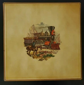 Trivet decorativo vintage usado Peartree Tucson AZ con tren locomotora - Imagen 1 de 7