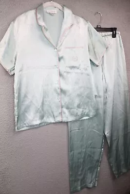 Jones New York Mint Green Satin Pajama Set-Size Small-Very Soft - Image 1 of 4