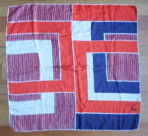 Vintage Neiman Marcus Silk Scarf MCM colors Blue Orange White geometric - Picture 1 of 5
