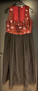 Damen Trachten Dirndl ärmellos schwarz rot gemustert Gr. 42 - Picture 1 of 2