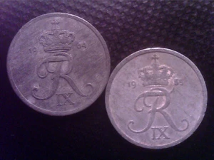 DENMARK 2 ORE 1955 1964 APR27F - Picture 1 of 2