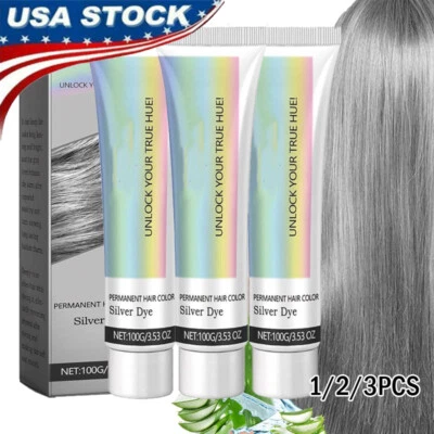 1/3 X 2-в-1 натуральная эссенция экстракт серебро краска для волос, серебро серый краска для волос крем 🔥 - Изображение 1 из 4