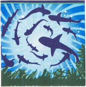 Sharks Luau Beach Ocean Sea Animals Kids Birthday Party Paper Beverage Napkins - Picture 1 of 1