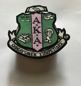 Alpha Kappa Alpha Iron Patch With Black Words - 4.25 Inch - Picture 1 of 2