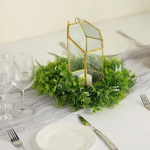 2 GREEN 12" ARTIFICIAL Leaves Wreath CANDLE RINGS Party Decorations Supplies - Picture 1 of 8
