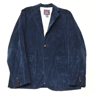 Brooks Brothers Boys XL Navy Blue Wide Wale Leather Button Corduroy Blazer - Picture 1 of 12