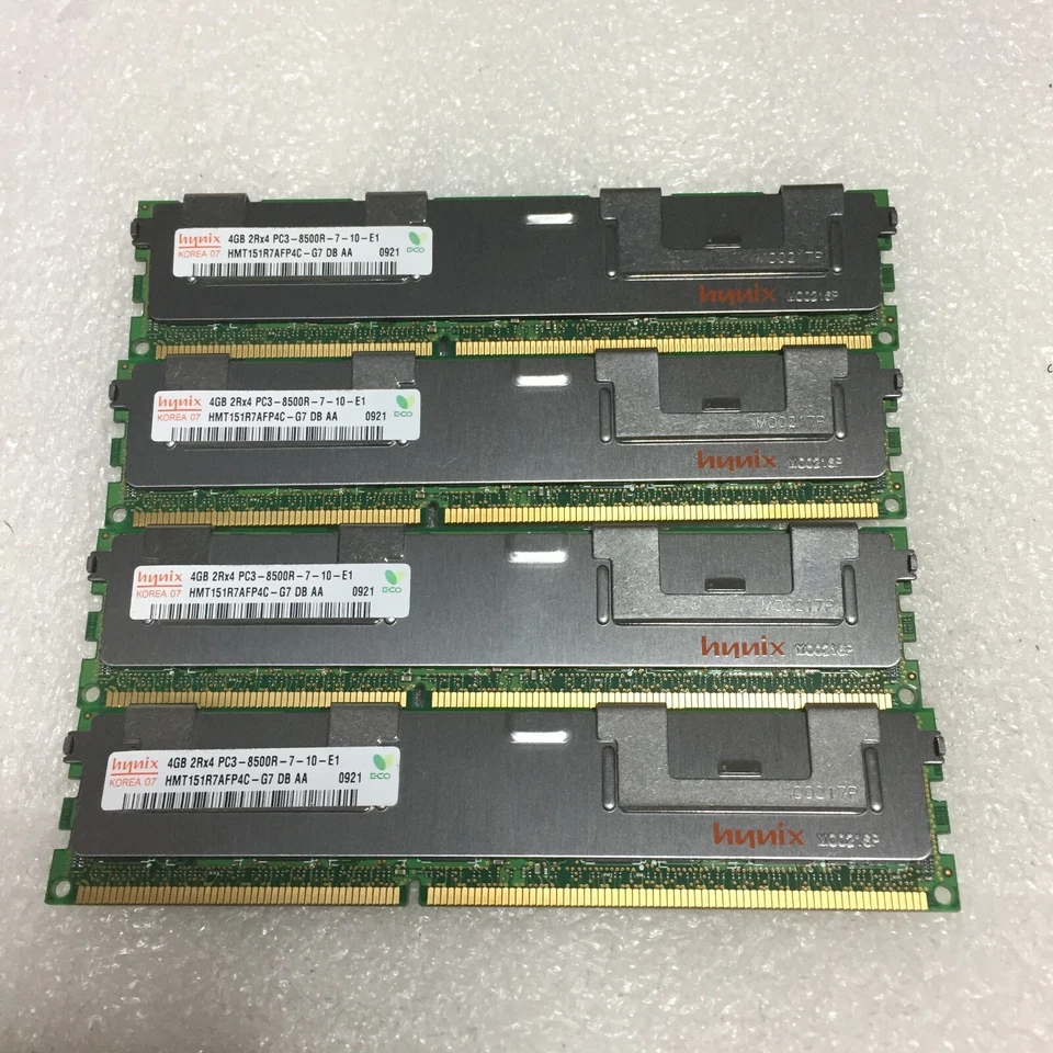 16GB 4X 4GB Hynix 2Rx4 PC3-8500R DDR3 ECC Registered SERVER Memory RAM - Image 1 of 4