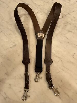 Mens Nocona Belt Co. Leather Suspenders Brown Embossed Adjustable Medium - Image 1 of 4