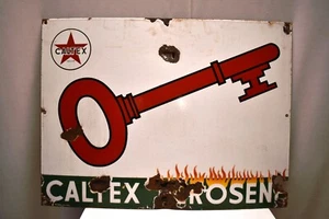 Vintage Caltex Kerosene Zeichen Brett Porzellan Emaille Gas Öl Werbe Benzin " 1 - Zdjęcie 1 z 6