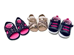 Baby Girls Summer Shoes Mixed Brands Size 3 Month  2 Sandals 1 Sneakers 3 Pairs - Picture 1 of 9