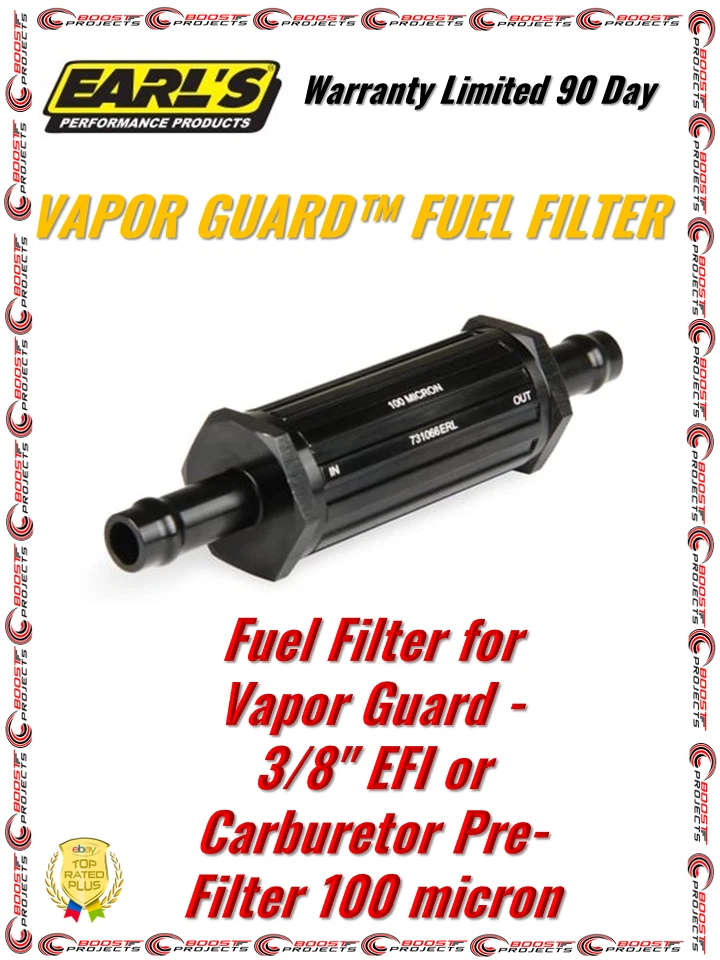 Earl's Vapor Guard Fuel Filter  3/8" EFI Pre-Filter 100 Micron 731066ERL - Image 1 of 4
