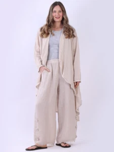 Lagenlook waterfall style loose linen jacket size 16-22 stone - Picture 1 of 1