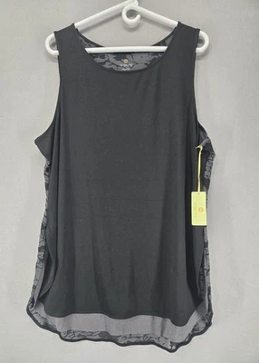 Camiseta sin mangas para mujer Tangerine fluida en capas, negra, aberturas laterales, XXL, NUEVA CON ETIQUETAS Foto 1 de 4