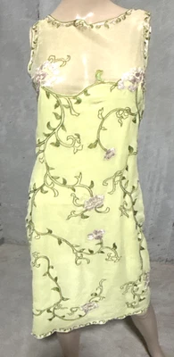 Vestido de cóctel Alberta Ferretti vintage bordado floral amarillo EE. UU. 4 6 / IT 42 Foto 1 de 3