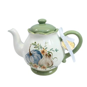 Potter's Studio Autunno Zucca Teiera Verde Multicolore Raccolta Ceramica NUOVO - Foto 1 di 7